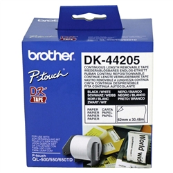 Fita de papel contínuo removível Brother-Branca(62mm x 30,48 - DK44205