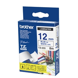 Fita Brother P-Touch Branco/Azul 12 mm x 8 m - TZ233