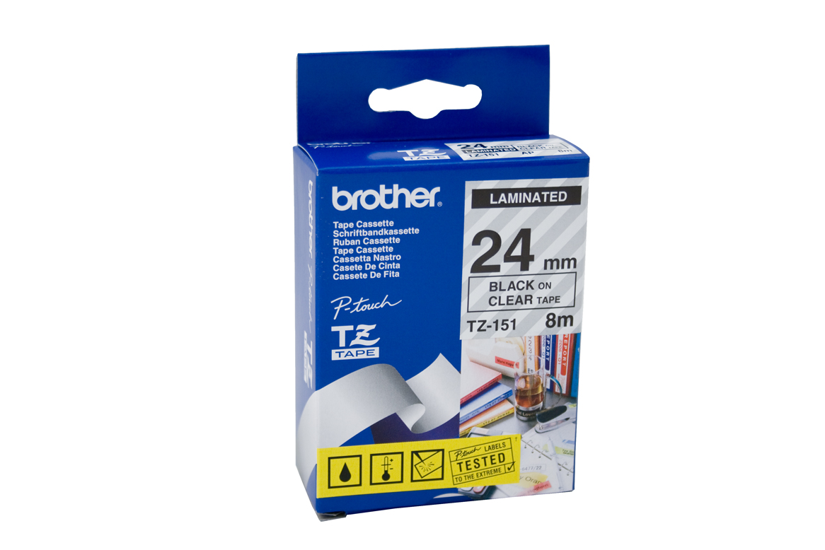 Fita Brother P-Touch Transparente/Preto 24 mm x 8 m