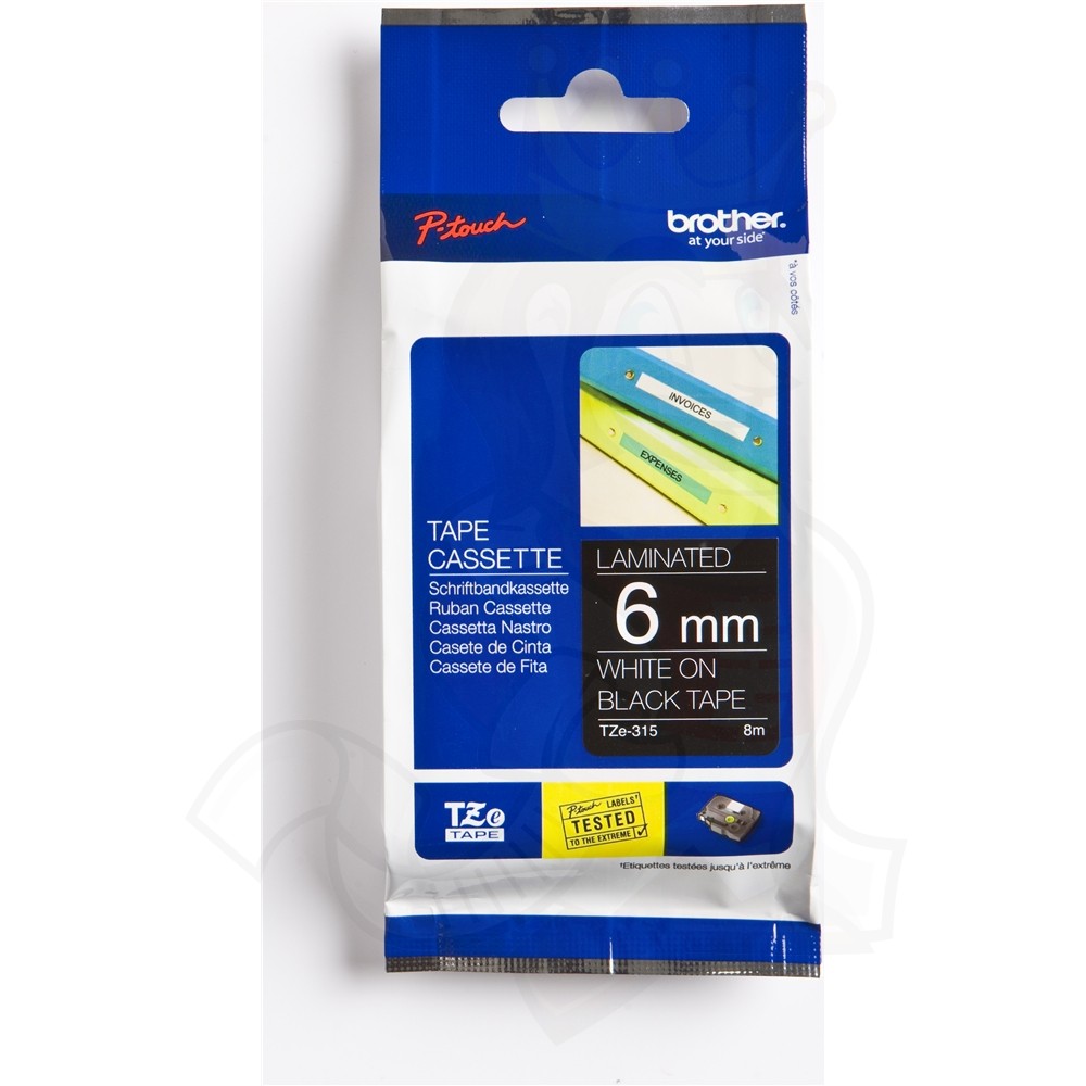 Fita Brother P-Touch Preto/Branco 6 mm x 8 m