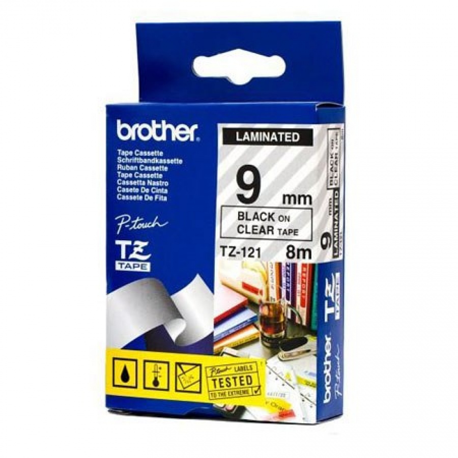 Fita Brother P-Touch Transparente/Preto 9 mm x 8 m