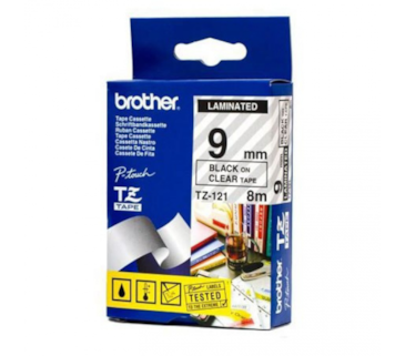 Fita Brother P-Touch Transparente/Preto 9 mm x 8 m