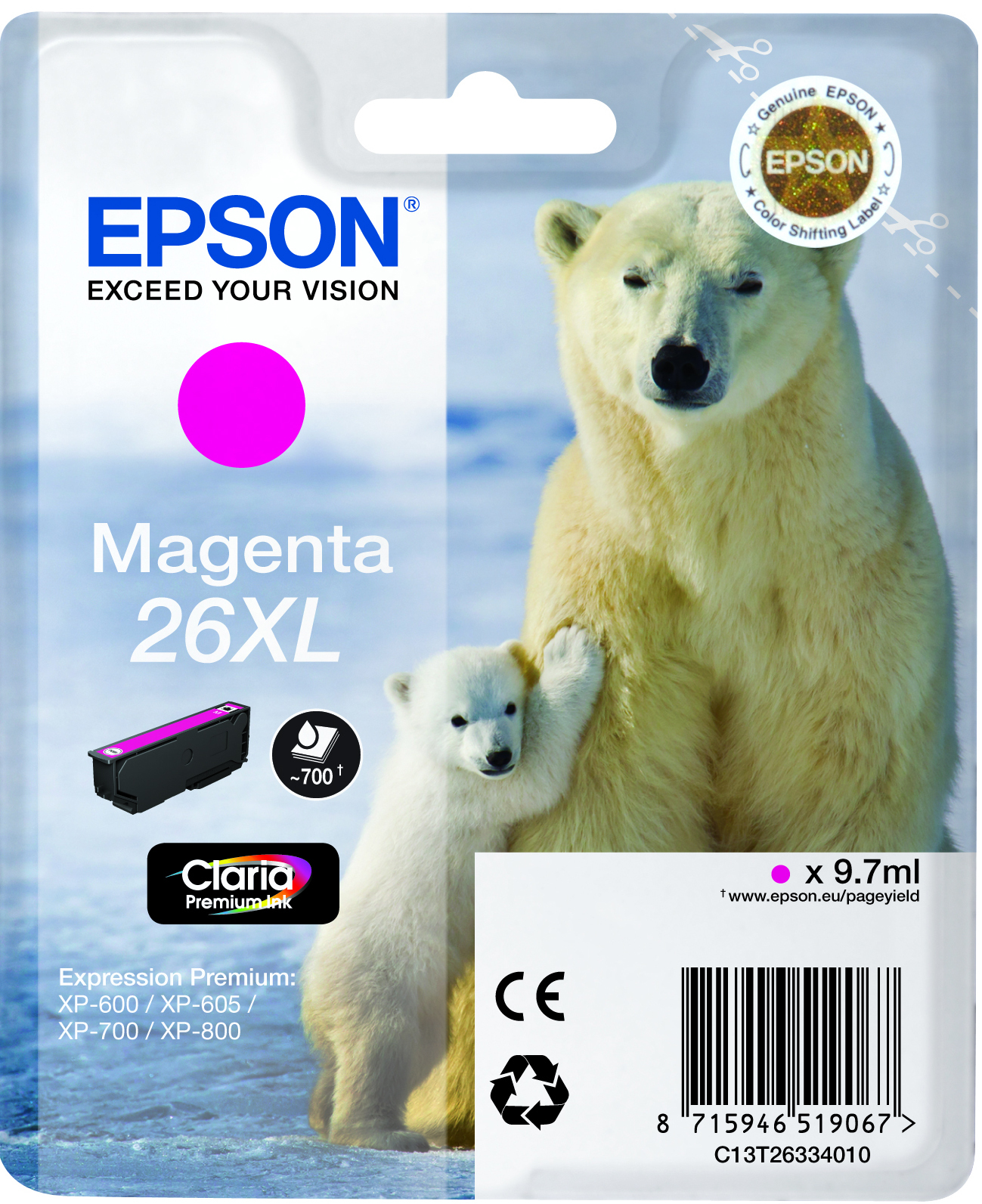 Tinteiro Magenta Epson Expressin Premium XP-600/700- 26XL