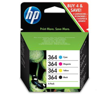 Pack 4 Tinteiros HP 364 - Não inclui o Preto Fotográfico