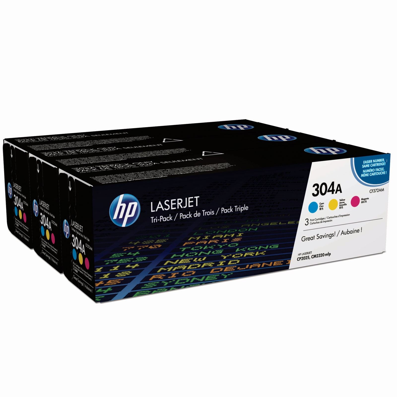 Toner Laser HP LaserJet CP2025 - PACK c/ 3 Cores (304A)