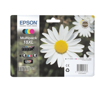 Kit de 4 Epson Expression Home XP-30/102/202-Alta Capa.-18XL