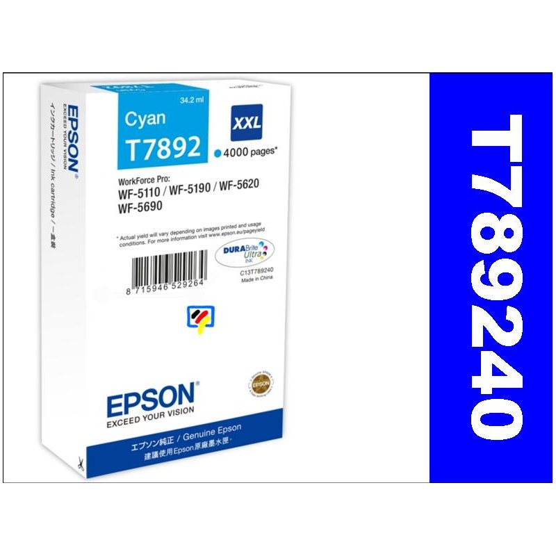 Tinteiro Cião Epson Workforce Pro WF-5000 Séries - 78XXL
