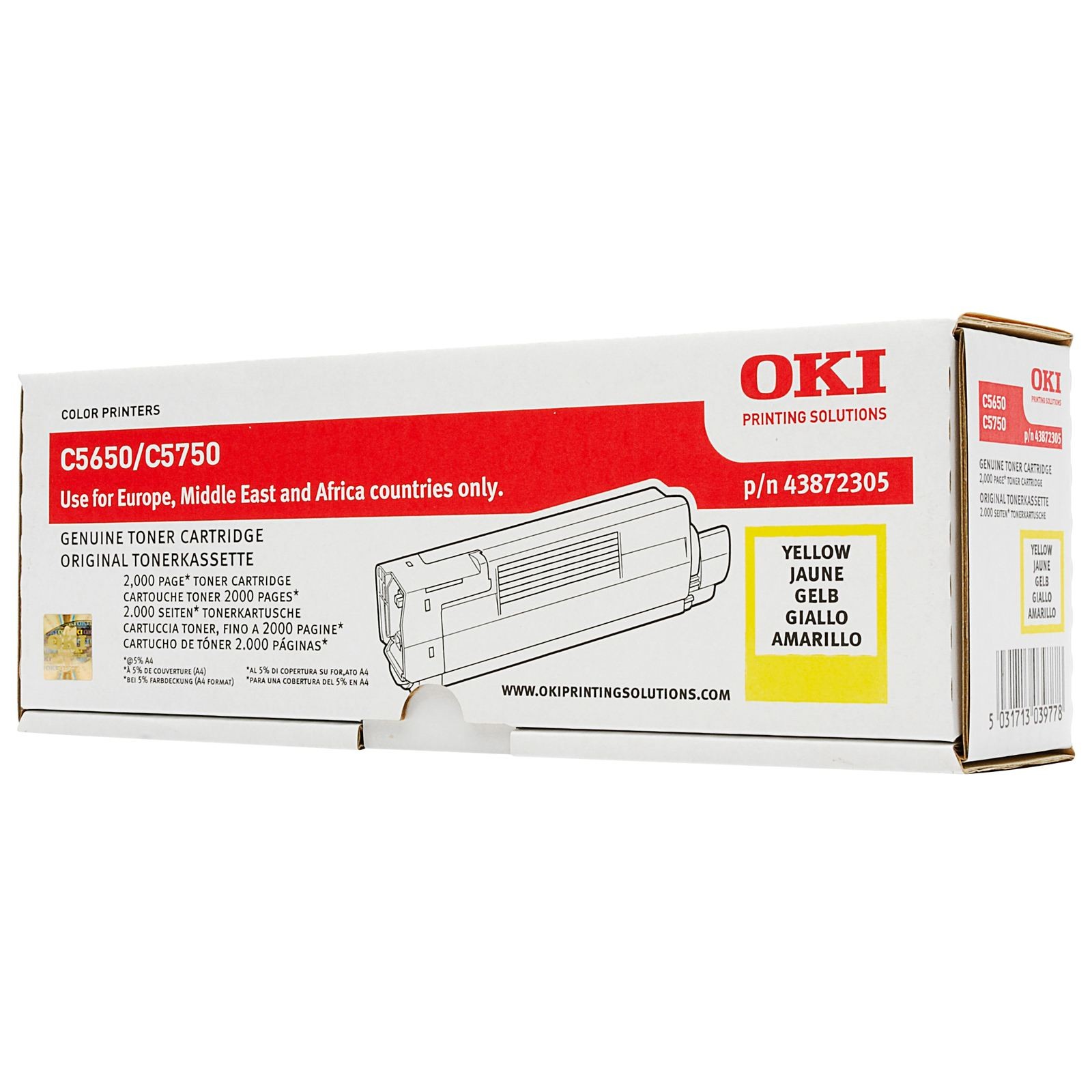 Toner Laser Oki Okipage C5650/5750 - Amarelo - (43872305)