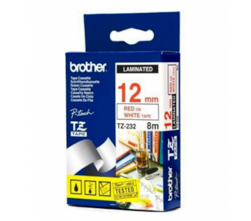 Fita Brother P-Touch Branco/Vermelho 12 mm x 8 m