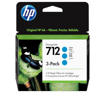 Tinteiro Ciano HP DesignJet T210/T630-29ml - Pack de 3 - 712