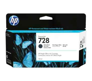 Tinteiro Preto Mate HP DesignJet T730/T830 - 130ml - 728
